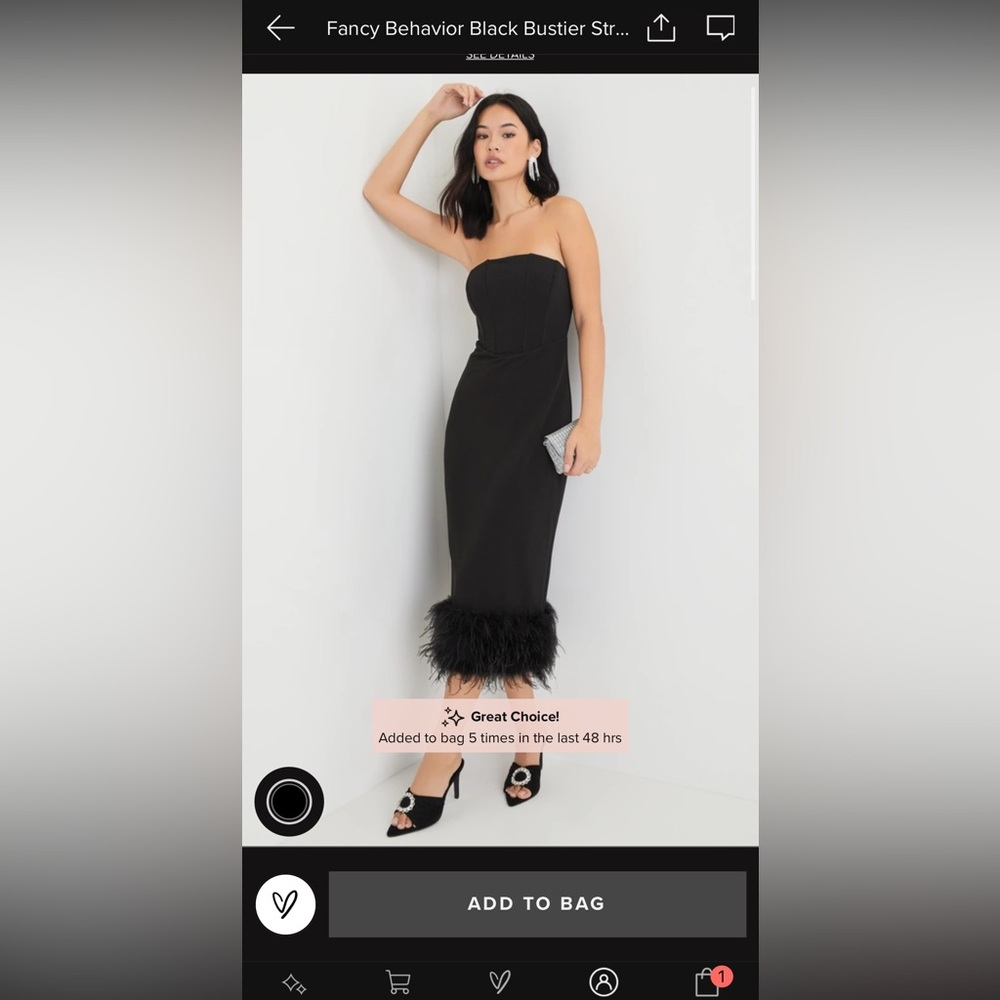Lulu's Black Strapless Dress with Elegant Silhouette